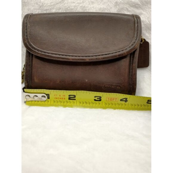 Vintage Coach Brown Leather Keychain Wallet with Zipper Closure & Brass Carabine - Picture 13 of 13